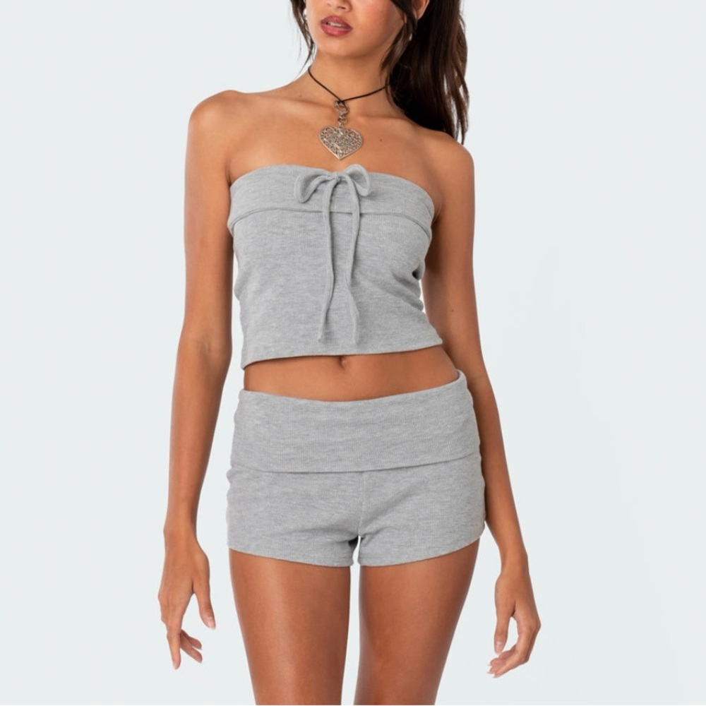 Edikted Gray Strapless Top